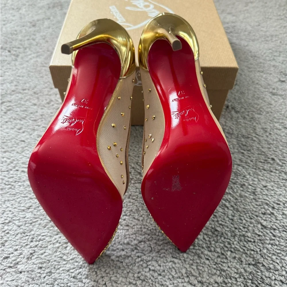 Christian Louboutin Gold Follies Strass heels - Picture 2 of 4
